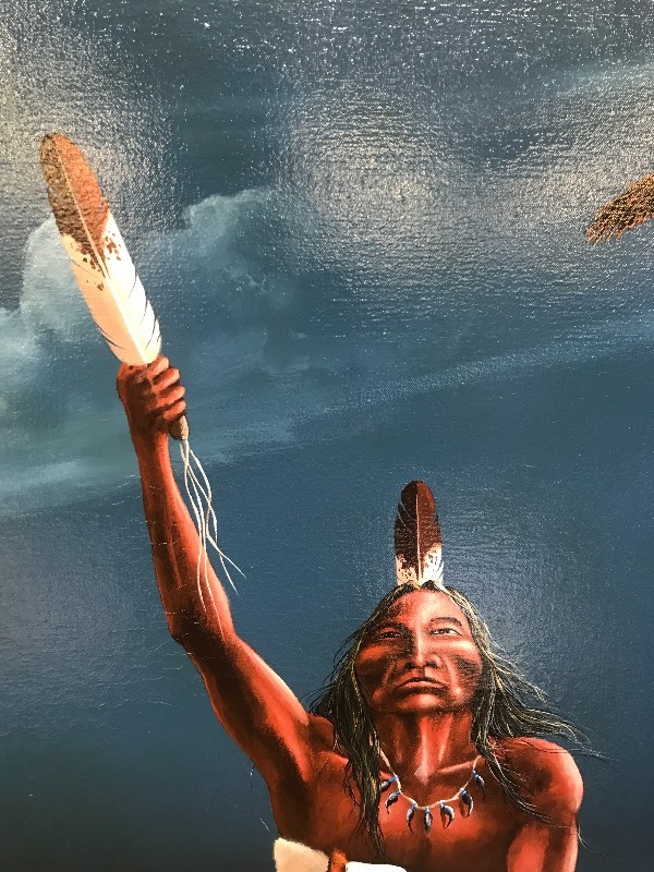 lot 207 image: STANDING TALL NATIVE AMERICAN ORIGINAL PAINTING