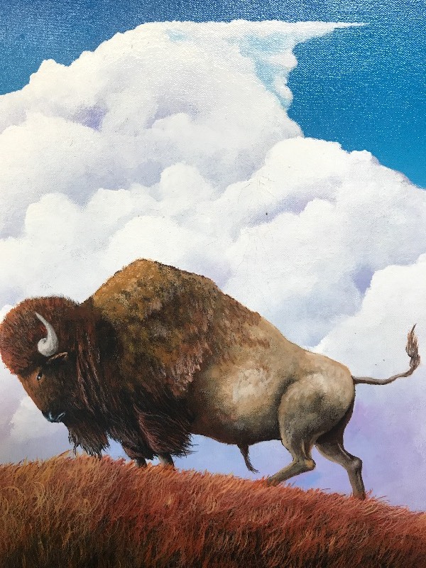 lot 208 image: END OF THE WILD BUFFALO NATIVE AMERICAN ORIGINAL PAINTING