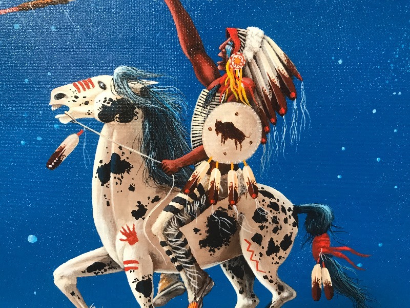 lot 209 image: THE SPIRIT RIDER NATIVE AMERICAN ORIGINAL PAINTING