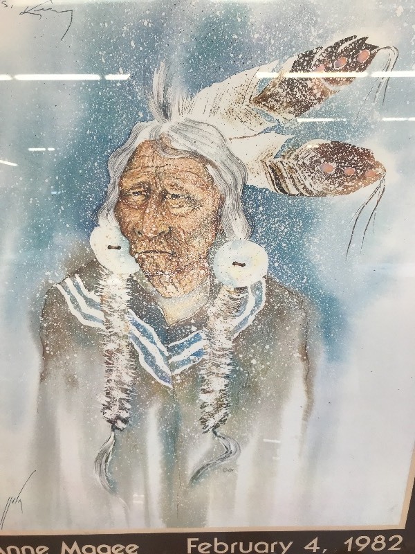 lot 214 image: OLD WARRIOR NATIVE AMERICAN PRINT