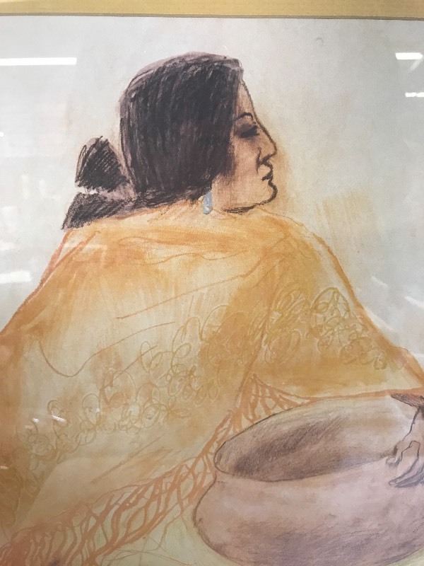 lot 215 image: WOMAN & POT NATIVE AMERICAN PRINT