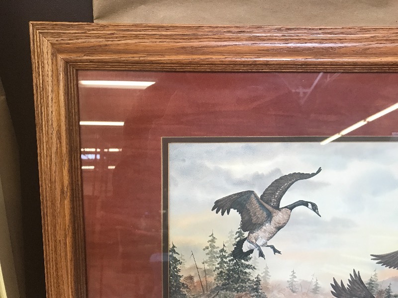 lot 216 image: GEESE LANDING NATURE PRINT
