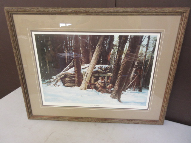lot 246 image: TROUBLE AT THE LINE SHACK NATIVE AMERICAN PRINT