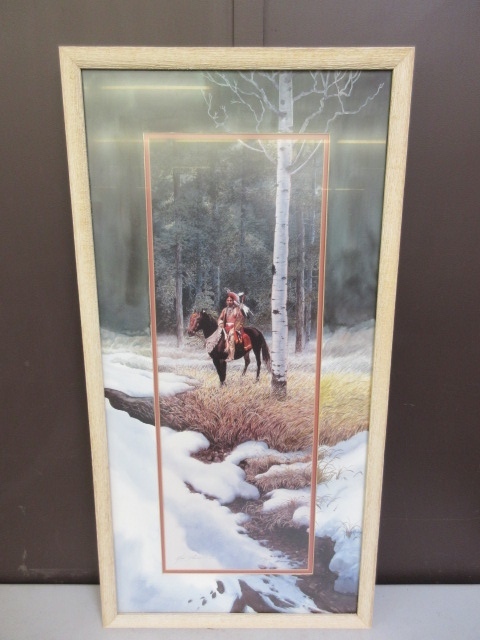 lot 250 image: MAN ON HORSE NATIVE AMERICAN PRINT