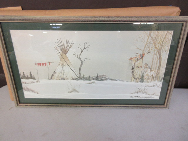 lot 254 image: WINTER CAMP NATIVE AMERICAN PRINT