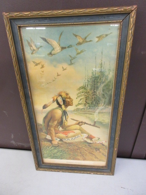 lot 255 image: PEACEFUL COUNSEL NATIVE AMERICAN EMBOSSED PRINT