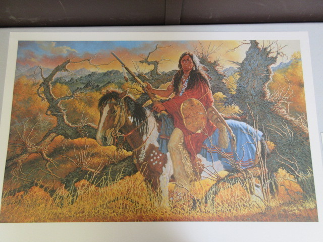 lot 300 image: CRAZY HORSE-SACRED WARRIOR NATIVE AMERICAN PRINT