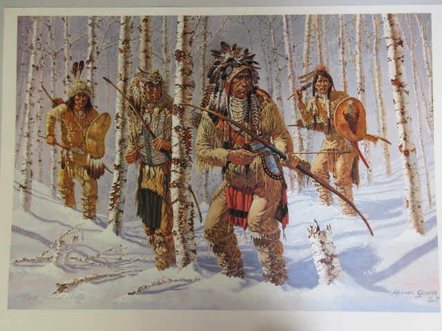 lot 302 image: WINTER WARRIORS NATIVE AMERICAN PRINT