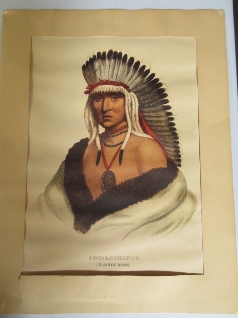 lot 306 image: A PAWNEE BRAVE HAND COLORED NATIVE AMERICAN LITHOGRAPH