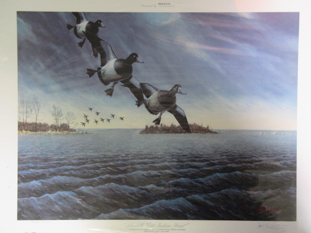 lot 331 image: BLUEBILLS VISIT INDIAN POINT BY LES KOUBA