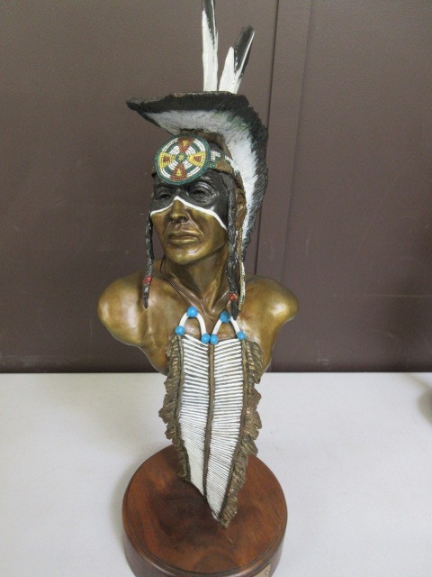 lot 345 image: WACIPI BUST BY BRONZE BY BRUCE CONTWAY