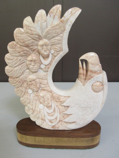 lot 359 image: SACRED EAGLE RELATIVES SCULPTURE BY ALFRED BELGARDE