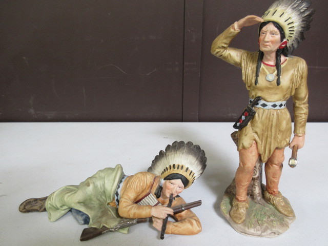 lot 373 image: 2 PLASTER NATIVE AMERICAN FIGURINES