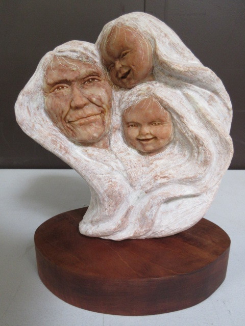 lot 375 image: ORIGINAL ALABASTER CARVING ELK WOMAN 1992 BY GERARD TSONAKWA