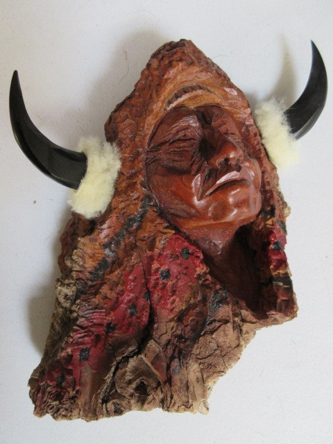 lot 391 image: BUFFALO HORN MAN DEPICTION BY HICKS