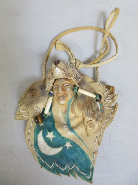 lot 418 image: LEATHER, SPIRIT POUCH NECKLACE
