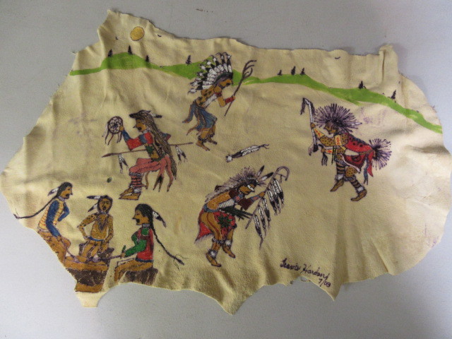 lot 438 image: HIDE PAINTING BY TRAVIS HARDEN