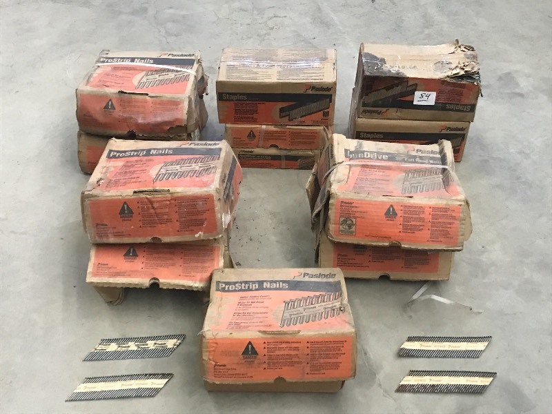 lot 84 image: (9) Boxes Of Assorted Paslode Stapl...