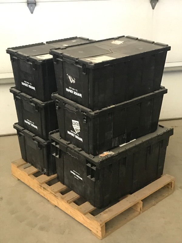 lot 109 image: Lot Of (6) Stackable Plastic Storag...