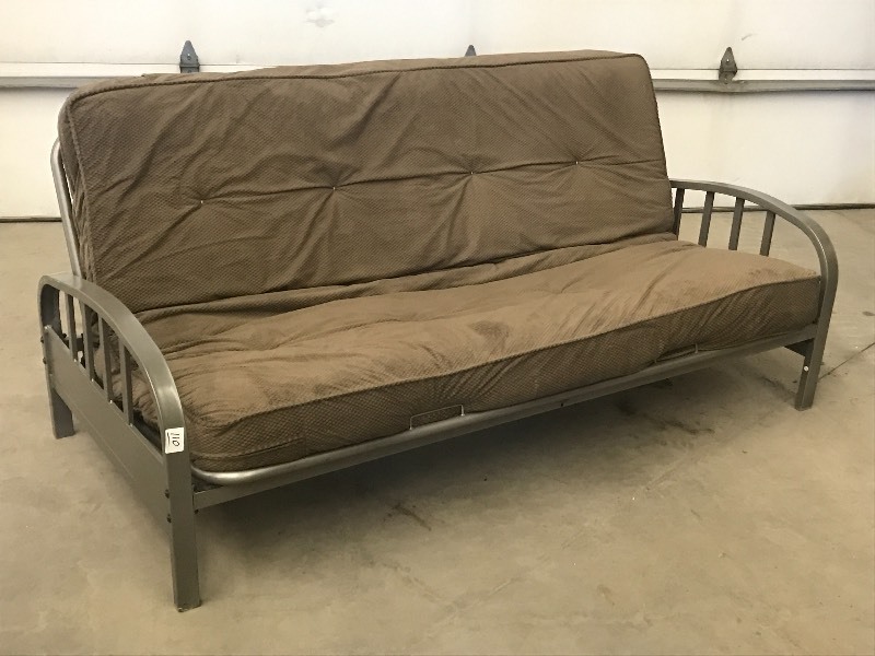 lot 110 image: Steel-Framed Full Size Futon With C...