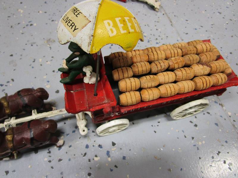 lot 105 image: Vintage Cast Iron Beer Wagon
