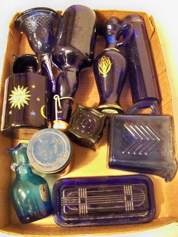 lot 87 image: Blue Glassware