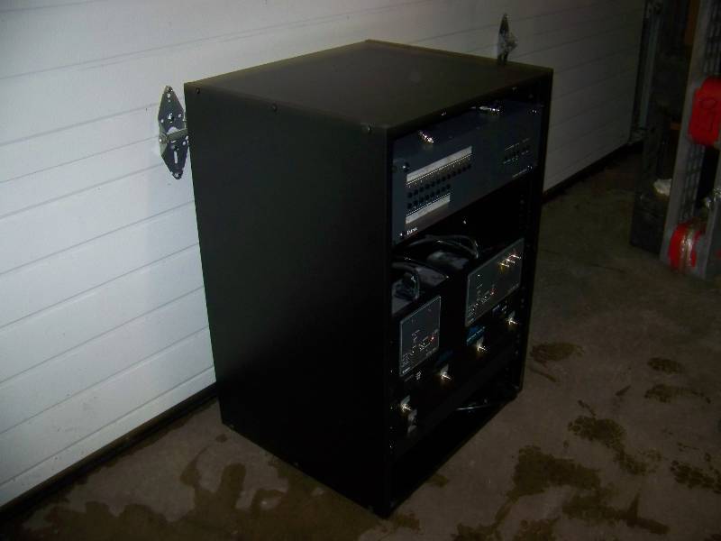 lot 81 image: Wood Encased, Audio  Video Equipment  Component Rack with various Components included
