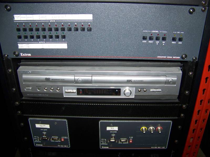 lot 78 image: Wood Encased, Audio  Video Equipment  Component Rack with various Components included