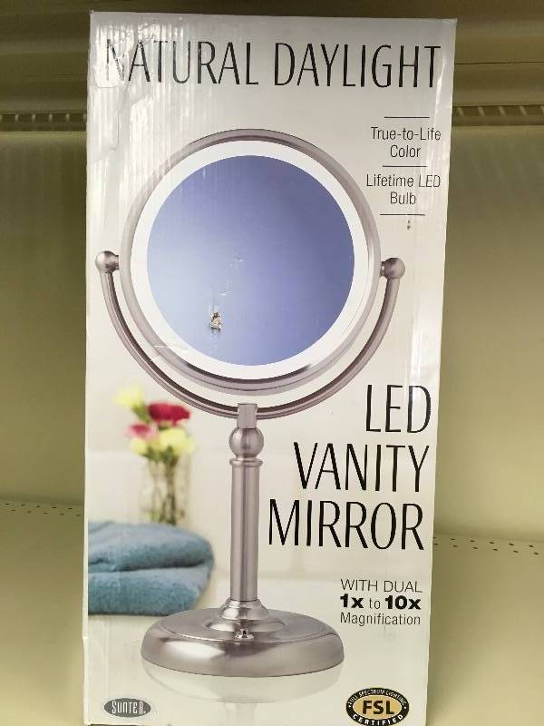 lot 165 image: LED VANITY MIRROR SUNTER, MSRP $19.99