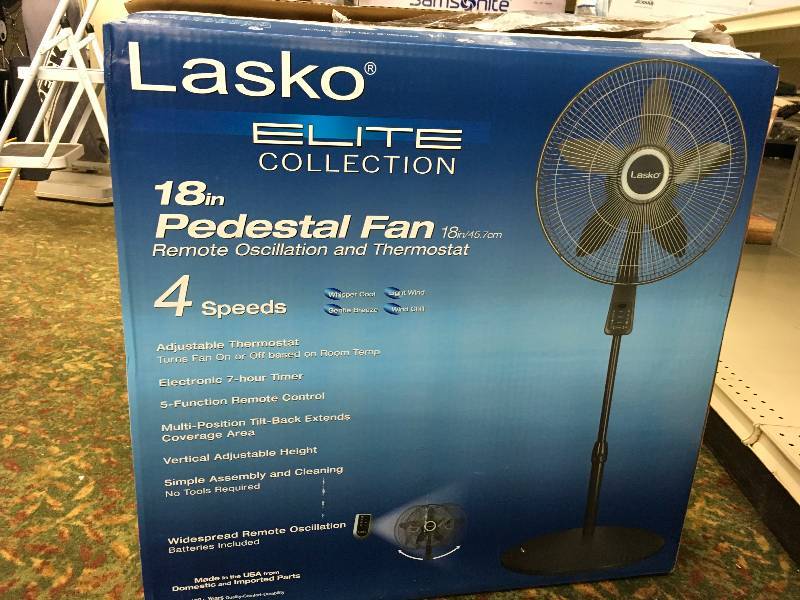 lot 189 image: LASKO 18 PEDESTAL FAN, MSRP $39.99
