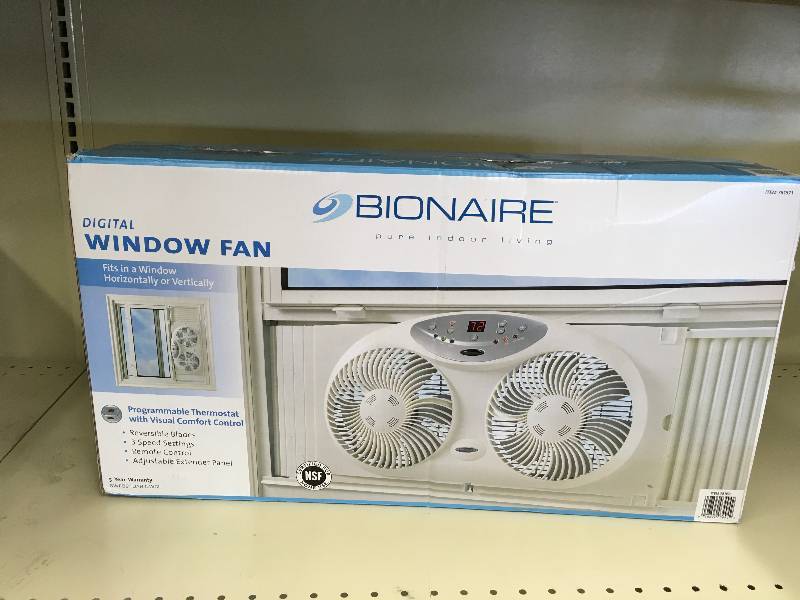 lot 193 image: JARDEN BIONAIRE WINDOW FAN, MSRP $39.99