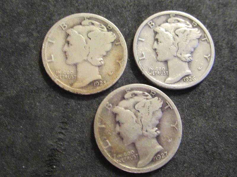 1925, 1926, 1927 S Mercury Dimes