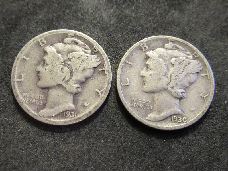 1931 S, 1930 S Mercury Dimes