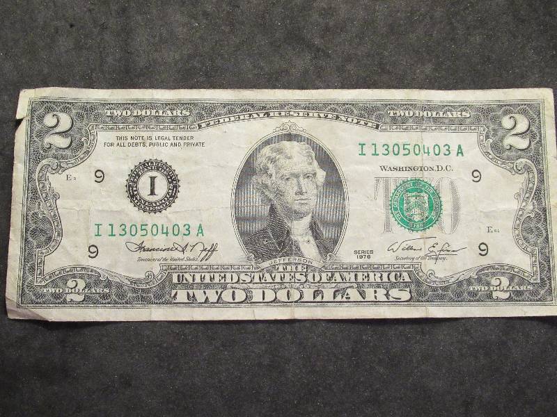 2 Dollar US Note Green Seal Series 1976