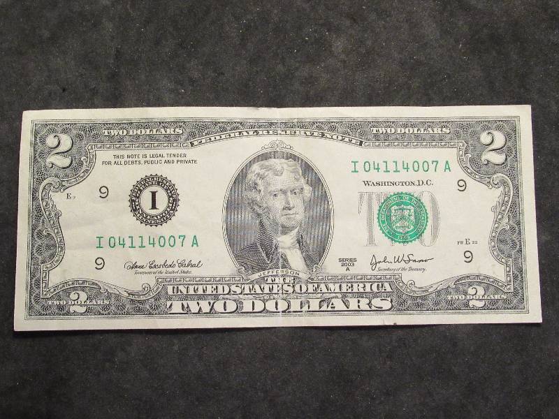 2 Dollar US Note Green Seal Series 1976