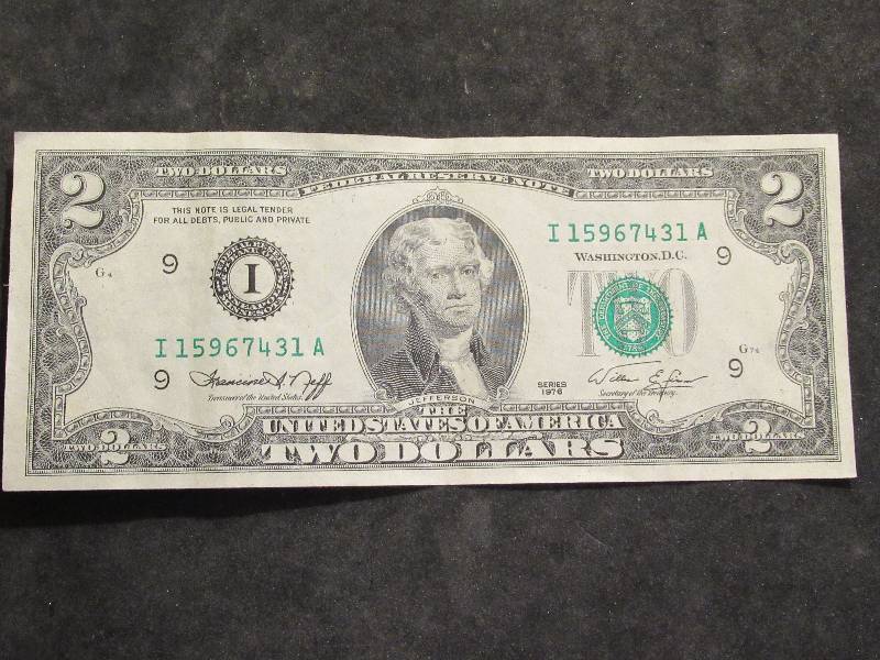 2 Dollar US Note Green Seal Series 1976