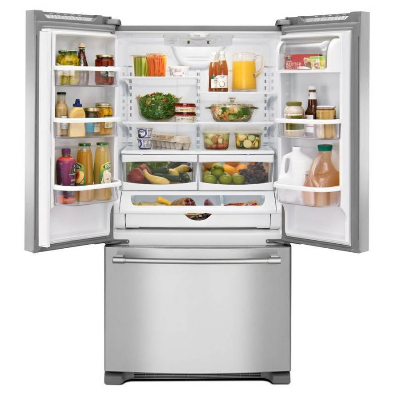 lot 4 image: BRAND NEW WITH WARRANTY - Maytag MODEL # (MFF2258FEZ) -  French Door Refrigerator - 32.7 - 22.1 cu ft - Stainless Steel - MSRP $ 1619.00
