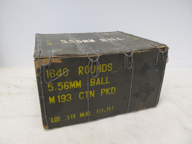 lot 12 image: Vintage Wooden Military Ammo Crate