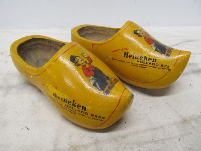 lot 28 image: 2 Vintage HEINEKEN Advertising Wooden Shoes