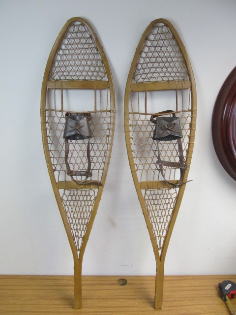 lot 127 image: Pair of Vintage Wooden Snowshoes 