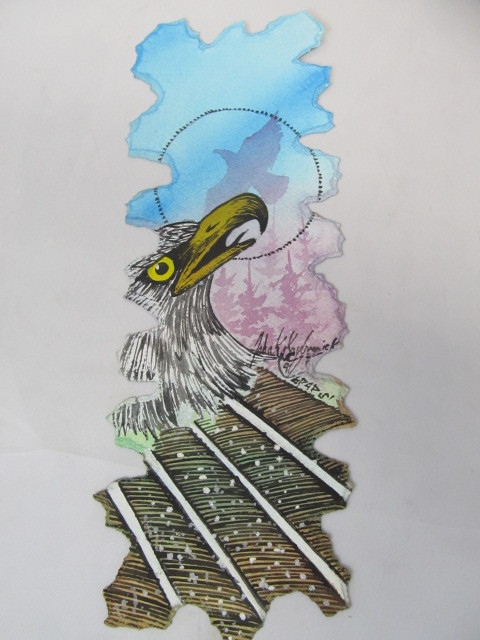 lot 56 image: Original Signed John Kaykaygeesick Native American Watercolor & Ink Painting
