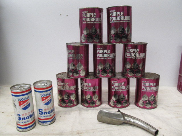 lot 81 image: Large Lot of NOS Snowmobile Motor Oil Cans