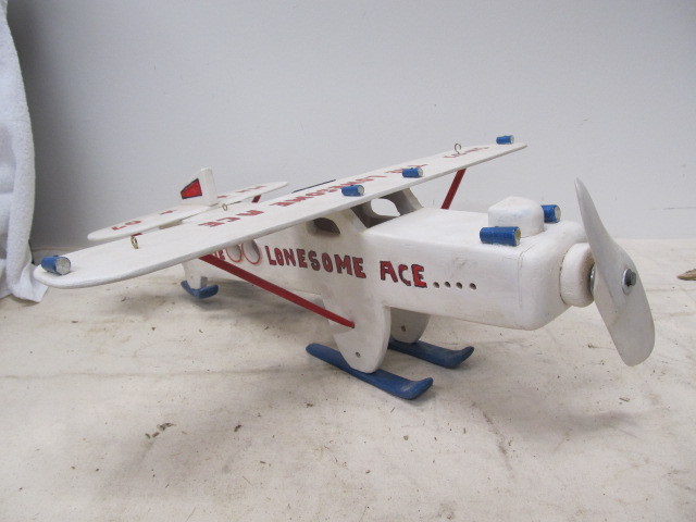 lot 82 image: Painted Wood Folk Art Prop Plane - The Lonesome Ace
