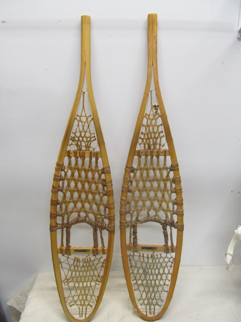 lot 141 image: Pair of Wooden Snow Bird Snowshoes 