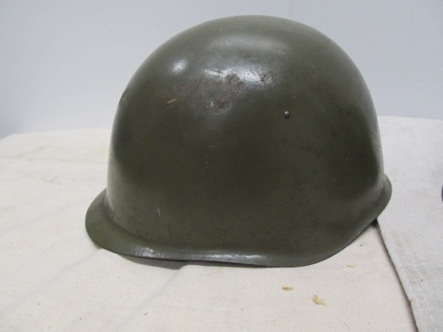 lot 149 image: 2 Vintage Metal Military Helmets wLeather Liners
