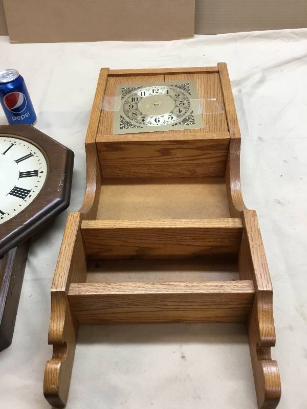 Two Clocks and one that could be made into a clock - Twin Dark Wood Head board