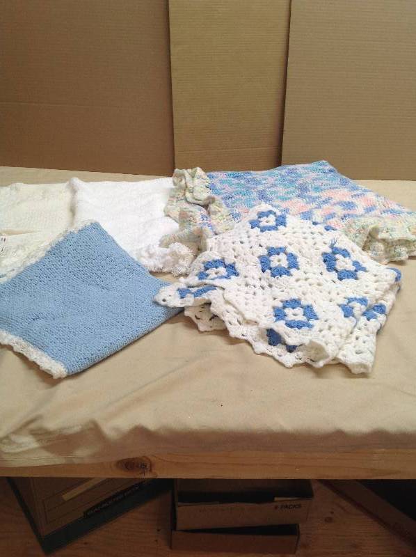Three Baby Blankets Crocheted - Four Baby Blankets, Hand made