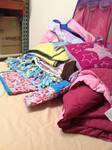 Girls Blankets - Barbie Sleeping bag and pop up, 9 other blankets, and one twin comforter