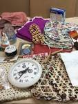 Large Lot Of House items - Place Mats, 2 Brita filters, Back Massager, Tree topper, Clock, Cards, Easter Items,