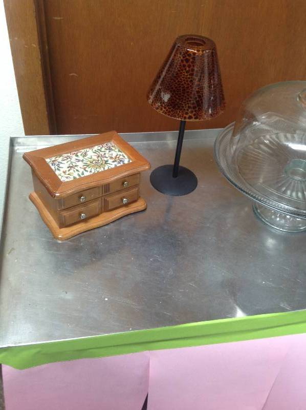 Glass Cake Stand, Jewelry Box, and Candle Lamp